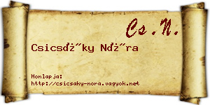 Csicsáky Nóra névjegykártya